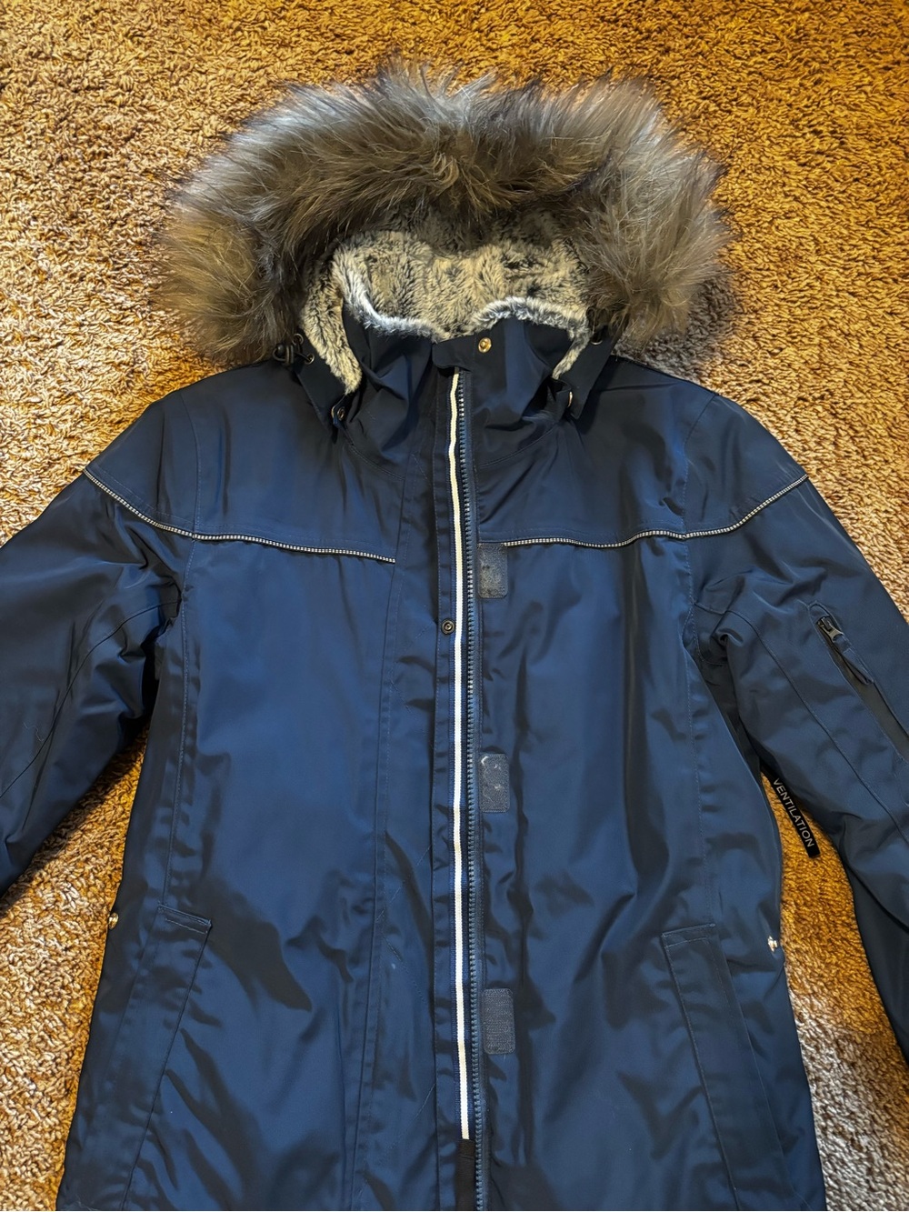 Navy Faux Fur Trim Winter Parka Dover Saddlery